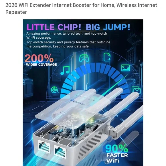 White WiFi Extender Internet Booster for home. Wireless Internet repeater - Picture 5 of 9